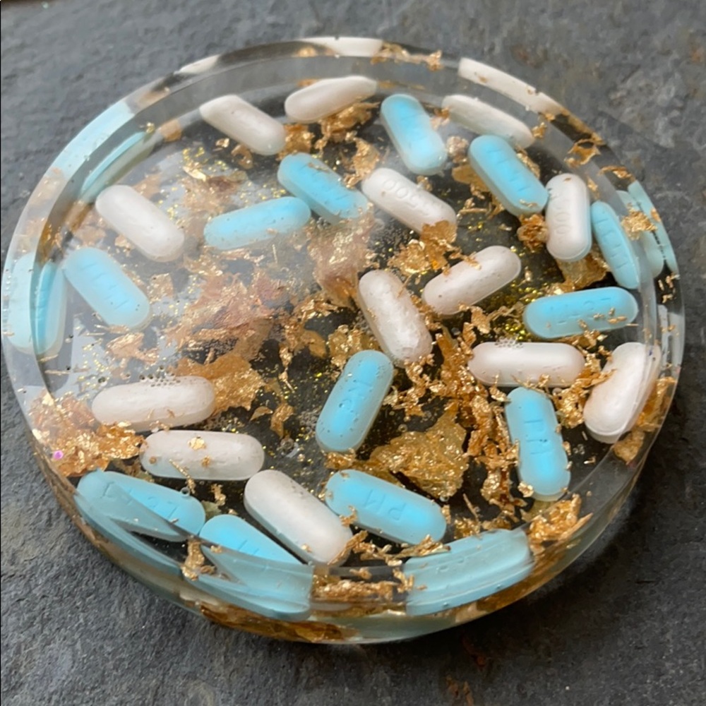 Pharmacy Pill jewelry tray dish coaster hand made